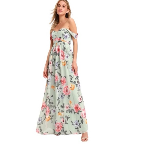Lulus Dresses & Skirts - NWT Lulus Harmonious Love Mint Floral Print Off-the-Shoulder Dress size Small
